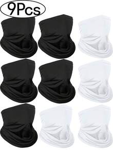 9 件套颈套夏季防紫外线清凉面罩围巾，男女通用防紫外线面罩，柔软防风，徒步骑行跑步男女全天候颈套面罩围巾防晒透气头巾 - A - 查看 2