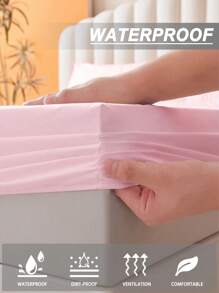 1pc Solid Color Waterproof Fitted Sheet ,Bed Sheet Set Skin-Friendly Mattress Cover, Soft And Comfortable Bed Sheet For Bed ,Mattress Protector, Bedspread For Bedroom, Mattress Cover For Comfortable Sleep, Suitable For All Season