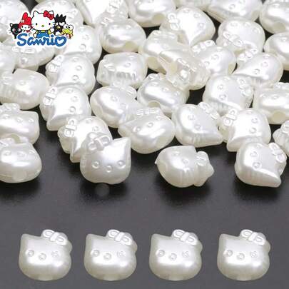 Sanrio 10/50pcs/Bag Sanrio Hello Kitty Acrylic Faux Pearl Charms Beads For Jewelry Making Cartoon Cat Beads DIY Bracelet Necklace Accessories