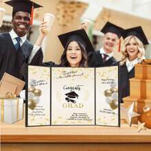Libro de visitas de graduación 2025 - Decoraciones elegantes para la fiesta de graduación con diseño dorado y negro, ¡Felicitaciones por tu graduación! Tema celestial, regalo perfecto para ella, hijo, hija o graduados, decoraciones para la fiesta de graduación de vuelta al colegio