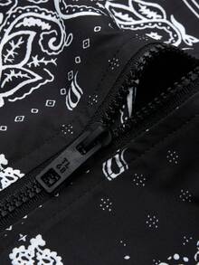 Plus Size Men's Casual Lightweight Jacket, Cashew Flower All Over Print, Spring Autumn, Loose Fit For Tall Men