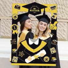 Graduation Ceremony Party Decorations Prop Graduation Cap Gown Photo Frame Graduation Decor Photo Props DIY Set Includes Tassels And Adhesive