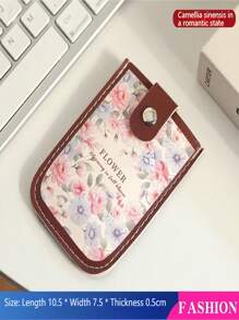 Vintage Painting Style Pull-Out Card Holder, Minimalist Single-Layer Women Small Compact Slim Cartoon Design Card Case
