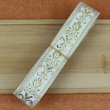 7 Yards 2.5cm Jacquard Ribbon With Golden Floral Leaves Pattern Woven Lace Trim Tape For DIY Sewing And Fabric Projects