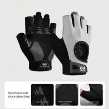 AD 1 Pair Women's Fingerless Workout, Fitness, Cycling, Motorcycle Riding Gloves, Anti-Slip Cushioned Design For Gym, Dumbbell, Yoga Training