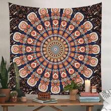Boho Mandala Wandteppich, Hippie Wandteppich, Pfau Boho Wandbehang Dekorationen, Pfirsich Samt bedruckter Stoff Kunst für Schlafzimmer Wand, 90 g/m² - Mandala 30 - Übersicht 4
