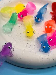 Jouet flottant en silicone de 4,5 cm, en forme de poisson rouge à longue queue, jouet de natation d'été