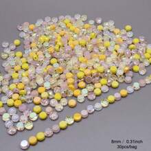 Mixed Color 30pcs 8mm/Bag Flat Round Faceted Glass Beads AB Color Disc-Shaped Glass Loose Beads For Jewelry Making DIY Bracelet Earring