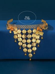 A Gold Zinc Alloy Material Hair Accessories With Bright Gold Tone, Dense Array Of Circular Metal Pieces And Exquisite Small Bell Combination, Strong Visual Impact - Gold - View 4