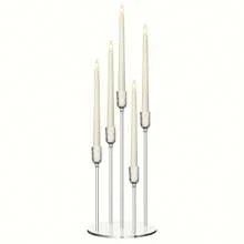 1/4pcs Acrylic 5-Arm Candle Holder, Metal 5-Arm Candle Holder, Transparent Candle Holder Center Decor Suitable For Wedding, Living Room, Dining Table, Christmas Decoration, Valentine's Day/New Year Gift