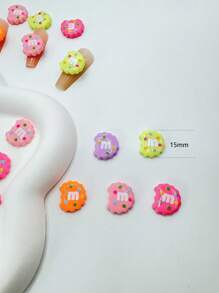 30 Stücke 14-15mm süße mini Kawaii DIY Harz Bonbon Cartoon M Keks Scrapbooking flache Rückseite Cabochons Frauen Mädchen Nagel Kunst Scheiben Charms Maniküre Dekorationen Kunstschmuckzubehör