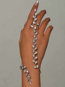 1pc Minimalist Luxury Zirconia Finger Chain Bracelet, Suitable For Women, Versatile For Summer