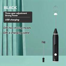 USB 可充电无线二合一手持式电动奶泡器、迷你搅拌机和打蛋器，带 3 档速度、不锈钢可拆卸搅拌器/支架 - 便携式搅拌机，适用于咖啡、卡布奇诺、烘焙、蛋白奶昔、威士忌、抹茶和烹饪工具