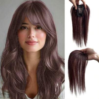 夹式刘海真人发 360°3D 遮盖刘海发夹细刘海发片女士发饰空气刘海日常佩戴