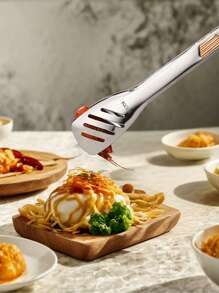 1pc New 304 Stainless Steel Food Clips, Heat-Resistant Barbecue Tongs, Home Steak Clip, Stainless Steel Bread Clip, Hollow-Out Dessert Clip, Multipurpose Food Clip, Kitchen Accessory, Baking Supplies, Suitable For Kitchen, Restaurant, BBQ, Baking, Party