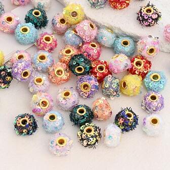 20 件亮片大孔珠子、DIY 钥匙扣、手机挂绳手工珠、节日装饰