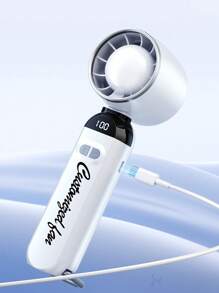 1 Stück personalisierter tragbarer USB aufladbarer Handventilator, faltbarer Tischventilator, kleine Turbineluftpumpe mit starkem Luftstrom, Luftzirkulationskühler, kontinuierlich einstellbare Geschwindigkeit, digitale Anzeige, geeignet für Reisen, Camping & Outdoor, mit individualisiertem Namen oder Logo