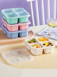 4-Compartment Reusable Food Storage Container, Candy Nut Airtight Lunch Box, Suitable For Meal Prep, Snack Making, Divided Bento Box, Ideal For School, Cafeteria, Home And Camping, Great For Teens And Office Workers, Back To School Essential - Multicolor - View 4