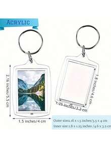 20pcs Transparent Rectangular Acrylic Photo Keychain, Arched Frame, Blank Rectangle Double-Sided Photo DIY Decorative Keyring Frame Car Accessories Bag Charm School Cute Goth Y2k Gifts For Mother, Father, Graduation, And Teacher - Curved-20PCS - View 5