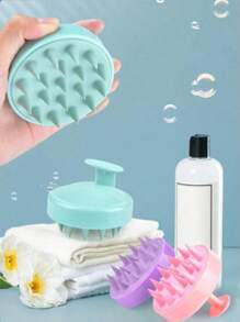 1pc Cute Candy Color Soft Silicone Shampoo Massage Brush, Scalp Massager Shower Hair Brush, Head Massage Device For Stress Relief, Hair Growth Stimulation, Dandruff & Exfoliation, Dual Use For Wet Or Dry, Gentle On Scalp, Suitable For Men And Women, Hair Clips, Hair Accessories, Back To School Supplies Home Bathroom Decor Fall Decor