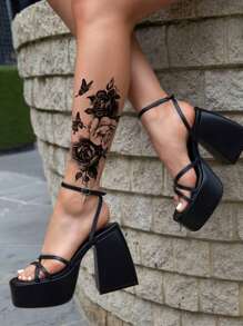 5 pezzi di grandi tatuaggi temporanei a mezza manica con rose rosse e nere, farfalle, ottimi per viaggi, fitness, uso quotidiano, strada, feste, trucco pazzo, adatti per corpo, gamba, braccio, addome, spalla e altre parti del corpo, tatuaggi finti monouso