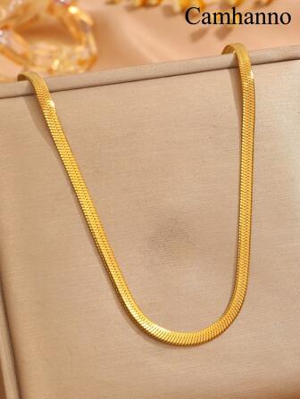 1pc Minimalist Fashionable Stainless Steel Woven Necklace, Suitable For Women And Men