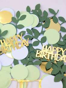 200/100/10 Stücke Geburtstagskonfetti, Glückwunsch Geburtstag Konfetti, goldene Karte "Alles Gute zum Geburtstag" grüne Blätter runde Konfetti, Geburtstags Tisch Dekoration, kann für DIY Geburtstags Tischdekoration verwendet werden, schafft eine fröhliche Atmosphäre, Feste & Party Zubehör