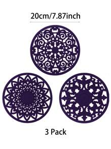 Set Of 3pcs Traditional Silicone Trivet Mat(20cm/7.87inch)(16cm/6.3nch) - Non-Slip & Heat Resistant Kitchen Hot Pads For Countertops & Table - Kitchen Trivets For Hot Dishes & Cookware - Hot Pot Holder For Pots & Pans