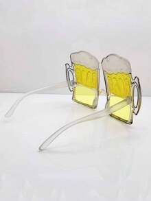 1pc Funny Beer Glasses - Transparent Plastic Party Glasses With Realistic Beer Foam Design, Lightweight And Durable, Suitable For Bartenders, Birthday Parties, Beer Festivals, Photo Booth Props - Adult Novelty Drinking Glasses, Beer Themed Accessories, Christmas, New Year, Valentine's Day, Party Activities, Fun Design - Yellow - View 5