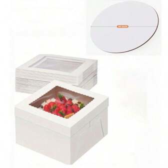 1/10 Tall Cake Boxes With Window,10x10x8inch White Bakery Boxes,Large Baking Boxes,Square Cardboard Cake For Multi-Layer Cakes,Pie ,Pastries,Cake Decorating Supplies