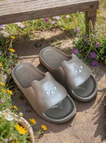 Pantuflas de interior para mujer de verano, con diseño de gato de dibujos animados, casuales y suaves, de material EVA para uso en el baño con antideslizante, antiolor, ligero y versátil, también disponible en estilo para hombres