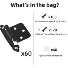 DBasics Variable Overlay Cabinet Hinges Black (30 Pair Pack) - 60Pack - View 3