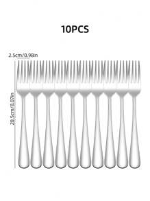Stainless Steel Reusable Tableware Set, 4/10pcs Golden/Silver Cutlery Set-Includes Dining Forks For Salad/Appetizers/Dessert/Cake/Fruit, Table Forks, Flatware Set For Home, Kitchen, Bar, Restaurant, Hotels, Wedding, Birthdays, New Year, Halloween, Christmas, Easter, Valentine's Day, Thanksgiving Celebrations, And Other Festive Parties, Christmas Gift, Gift Givings-Halloween Or Christmas Party , Dishwasher Safe, Kitchen Supplies