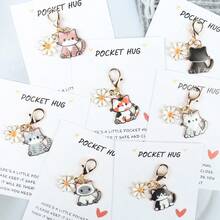 1 套优雅迷人的猫和雏菊钥匙扣 - 女士时尚配饰，动物和花卉主题设计，创意手机壳吊饰，适用于背包和汽车钥匙，传达温暖和意义，也是日常友谊的绝佳小礼物 - 彩色 - 查看 15