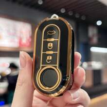 Key Fob Cover With Keyring Keychain Lanyard For Fiat 500 500L Brava Bravo Doblo Ducato Fiorino Punto Panda Palio Stilo Lancia,3 Buttons TPU Flip Key Fob Protective Cover Car Key Cover Case Car Accessories Bag Charm Backpack For School
