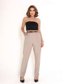 TAILORED TWILL PANTS, Basic Social Women's Fashion, COD 102 - 奶油色 - 查看 1