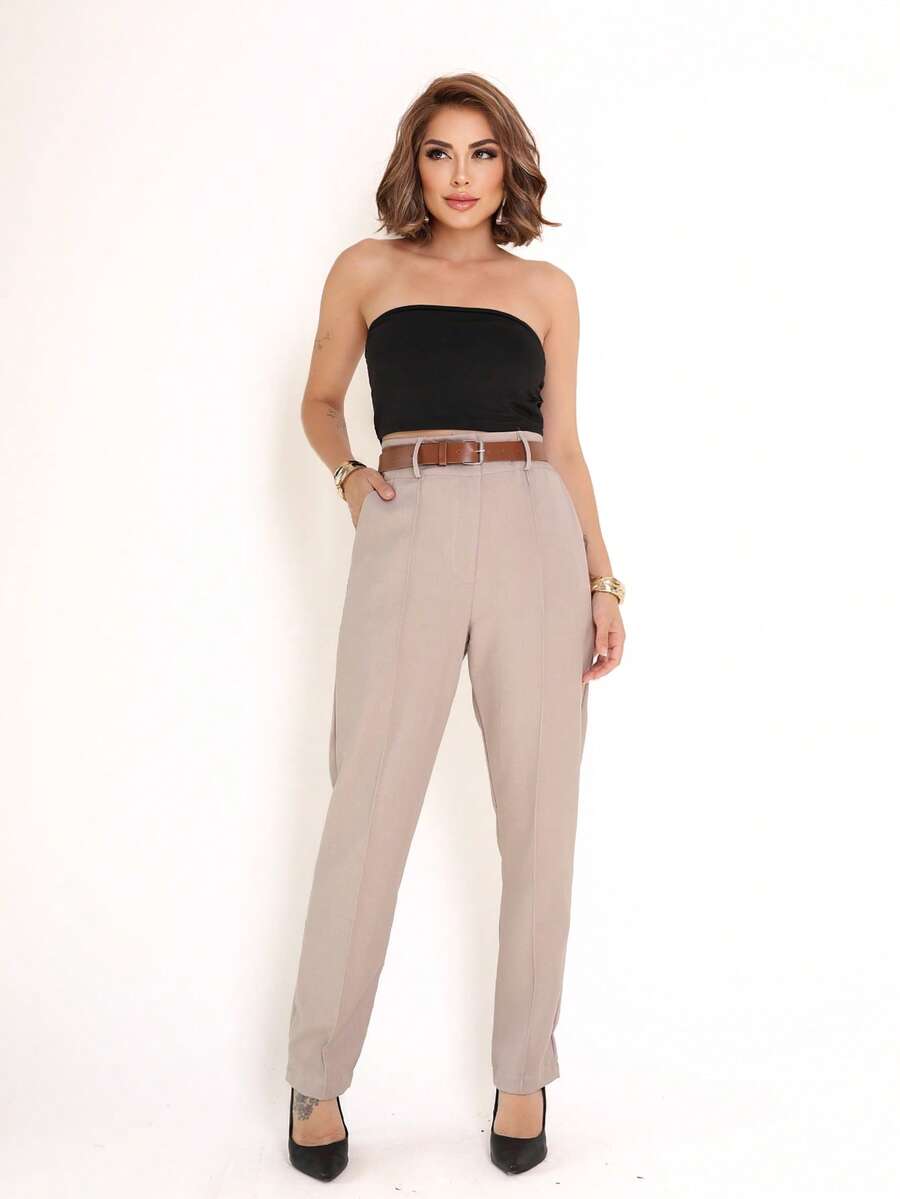 TAILORED TWILL PANTS, Basic Social Women's Fashion, COD 102 - 奶油色 - 查看 1