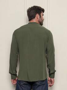 CAMISA LISA SOCIAL GOLA PADRE MANGA LONGA EM VISCOSE