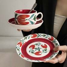 1 Conjunto Xícara de Café e Pires de Cerâmica, Estilo Vintage Xícara de Latte Voltar às Aulas
