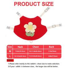 1 pieza Arnés para conejo con diseño de flor y conejo adorable, Elegante y delicado conjunto de arnés para conejos, Arnés de pecho y correa para uso en exteriores, Adecuado para conejos, gatos pequeños, cobayas, etc.