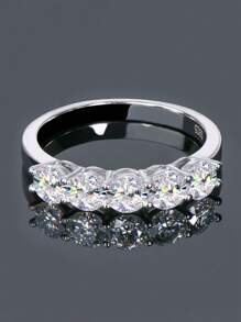 XUJIA 1 pièce Bague solitaire en argent sterling 925 avec moissanite ronde de 4 mm, bijou simple et à la mode, cadeau avec certificat GRA