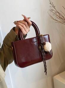 Bolsa vintage de nicho vermelho vinho, pequena, moderna e versátil, com fecho de zíper, em couro sintético, ideal para viagens diárias e presente para encontros