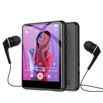 128 Go Lecteur MP3, Lecteur de musique multifonction ZAQE M4 avec Bluetooth 5.3, écran tactile 2,4 pouces, haut-parleurs HD, radio FM, réveil, enregistrement vocal, livre électronique, jusqu'à 512 Go (noir)
