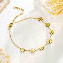 1 Peça Pulseira de Tornozelo Minimalista e Elegante Estilo Boho de Margarida em Aço Inoxidável, Adequada para Uso Diário ou Transporte para Mulheres, Pode Ser Dada como Presente do Dia das Mães