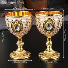 1pc European Vintage Faux Gemstone Metal Goblet, Suitable For Wedding Anniversary, Drinking Red Wine, White Wine, Champagne, Wine, Spirits