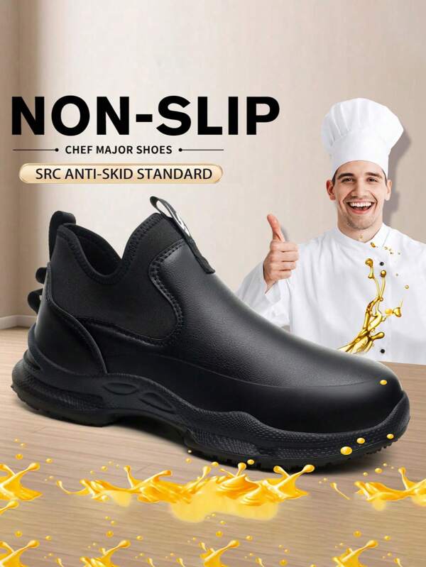 Chaussures de chef pour hommes et femmes, chaussures de chef à enfiler pratiques et confortables, en cuir, faciles à entretenir, antidérapantes et imperméables. Chaussures de cuisine spécifiques résistantes aux huiles, résistantes à l'usure, pour la cuisine d'hôtel, l'usine alimentaire, l'hôpital
