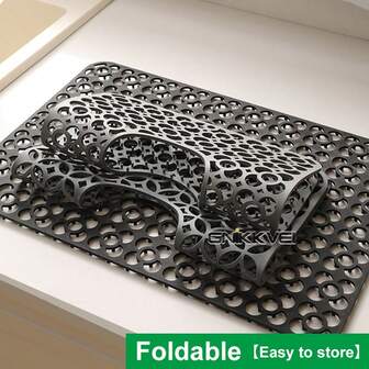 硅胶水槽保护垫，中心排水孔，耐热防滑洗碗机适用，农舍厨房不锈钢水槽底部的水槽垫，水槽侧面防滑厨房垫，天然卫生的厨房必备品，用于家庭和厨房房间装饰，您舒适的秋冬风格和圣诞装饰的一部分