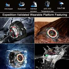 Military Rugged Smart Watch For Men Women, 1.43" AMOLED GPS Smartwatch IP68 Waterproof  530mAh Battery With Altitude Compass Air Pressure 60+Sports Fitness Tracker For Outdoor, Climbing, Camping, Running, Gym,Compatible With IOS Android