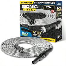 50 FT Garden Hose Pipe With Nozzle 304 Stainless Steel Metal Hosepipe, Crush Resistant Flexible Hose Pipe, Kink Free Ultra Lightweight Garden Hose Easy To Coil, Garden Hoses - Silver - View 1