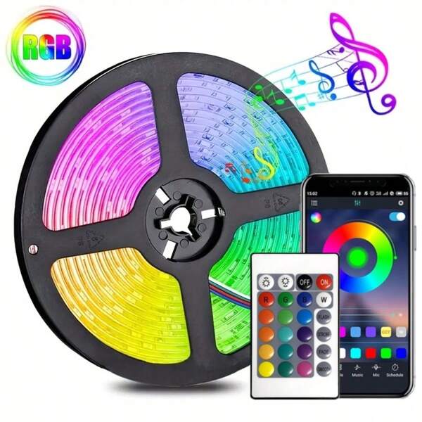 RGB 5050 LED Strip Light, USB-Powered 1M-30M TV Backlight, Remote&APP Control, Music Mode, Time Mode, Perfect For Home, Bedroom, Christmas Party, Festival Decoration